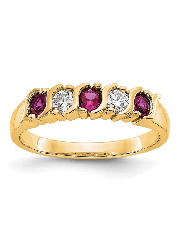 14k Yellow Gold 1/5 carat Diamond and Ruby Complete Band
