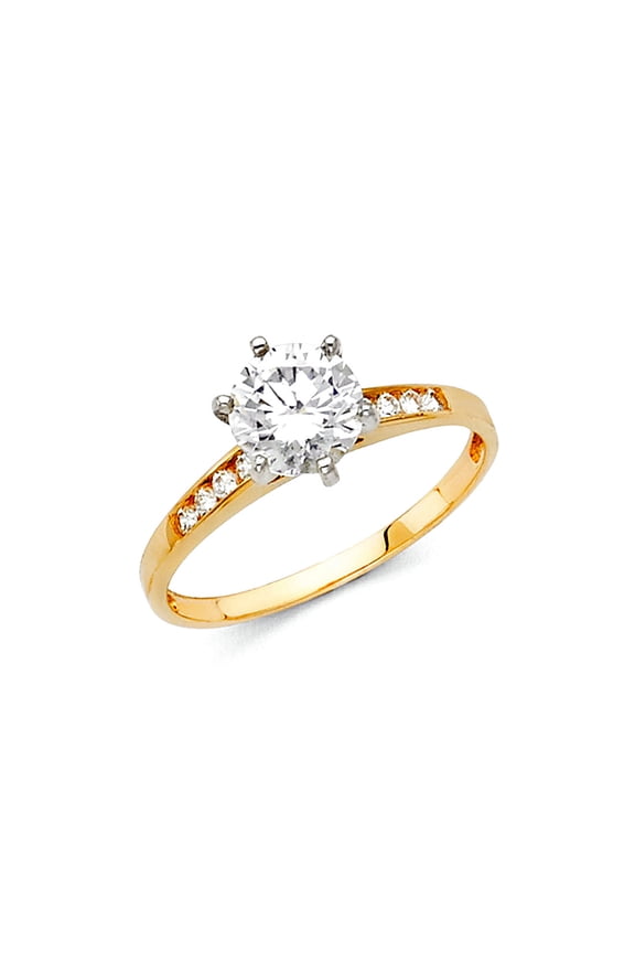 14k Yellow Gold 1.5mm 1.25cttw 6-prong Cubic Zirconia Channel-set Engagement Ring Size 7 Engagement Ring for Women