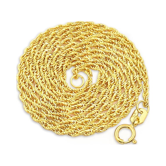 14k Yellow Gold 1.5mm Hollow Rope 030 Gauge Chain Necklace, Womens, Mens (20 inches)