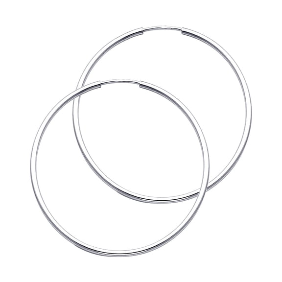 14k Yellow Gold 1.5mm Round Tube Polished Endless Hoop Earrings 35mm Hoop Earring for Women