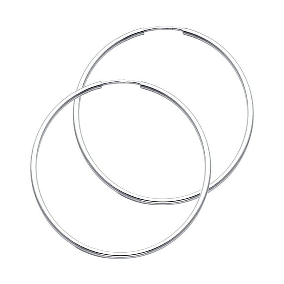 14k Yellow Gold 1.5mm Round Tube Polished Endless Hoop Earrings 35mm Hoop Earring for Women