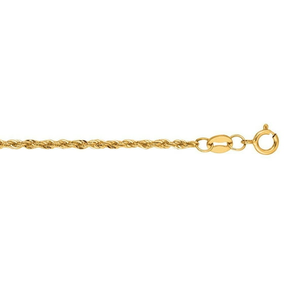 14k Yellow Gold 1.5mm Sparkle-Cut Lite Rope Chain With Lobster Clasp Necklace - 1.3 Grams - 18 Inch