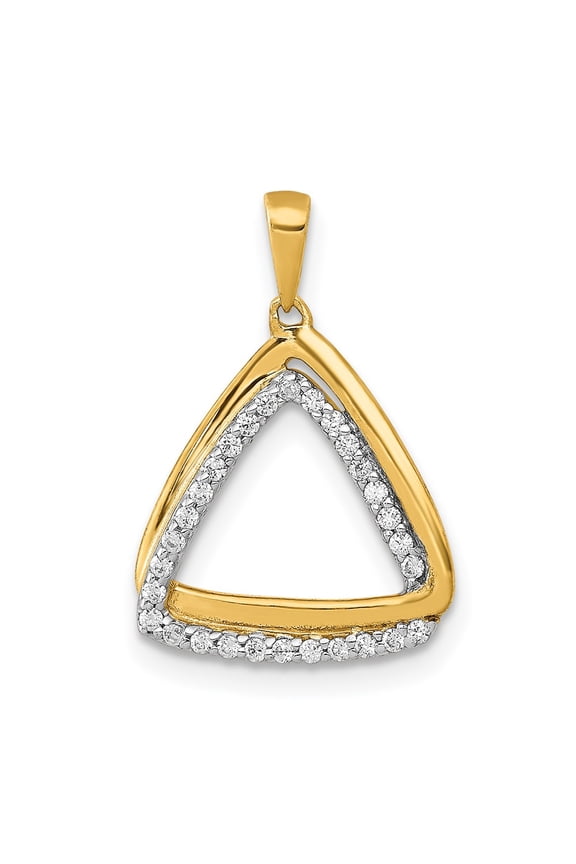 14k Yellow Gold 1/6ct. Diamond Double Triangle Pendant Charm