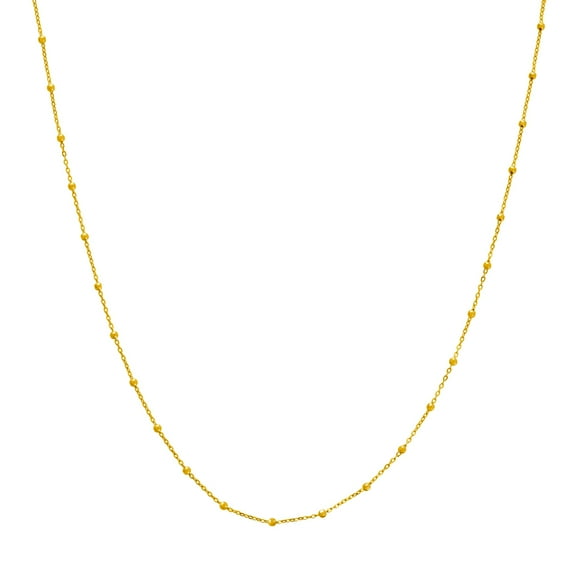 14k Yellow Gold 1.7mm Faceted Bead Saturn Chain Necklace Lobster Lock Closure 24 Inch Chain Necklace for Women and Men