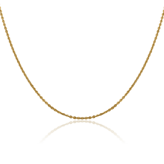 14K Solid Yellow Gold 1.7mm Cable Rolo Link Chain Belcher Necklace 16 inch
