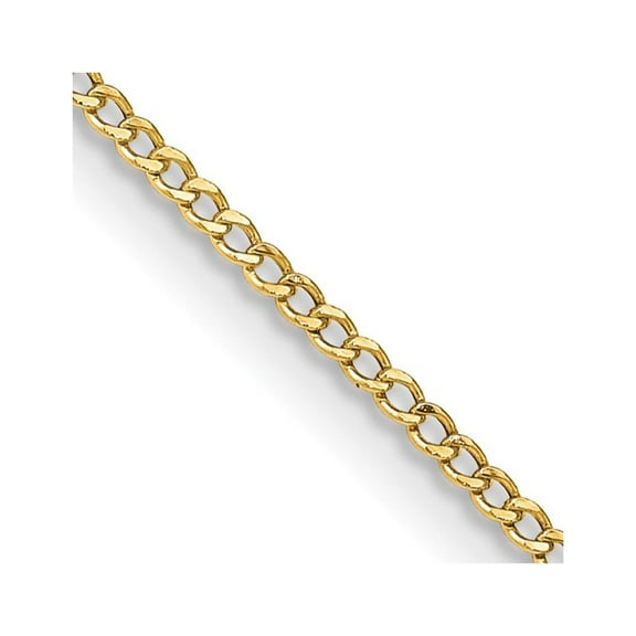 14k Yellow Gold 1.85mm Semi-Solid Curb Link Chain Necklace Fine Jewelry For Women Gifts For Her, 16"