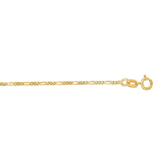 14k Yellow Gold 1.9mm Diam-cut Alternate Classic Figaro Chain Spring Ring Clasp Necklace - 13 Inch