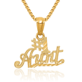 thumbnail image 1 of 14K Solid Yellow Gold Best Auntie Necklace Aunt Pendant Family Charm with chain 20inch, 1 of 8