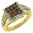 thumbnail image 1 of 14k Yellow Gold 1 Carat Princess Champagne & Brilliant Round Yellow Diamond Ring, 1 of 1