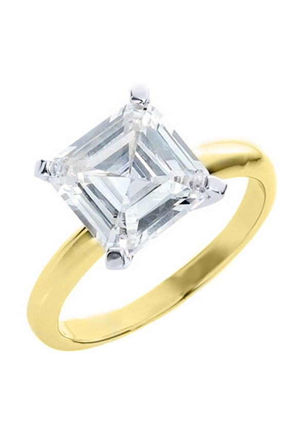 14k Yellow Gold 1 Carat Solitaire Asscher Cut Diamond Engagement Ring