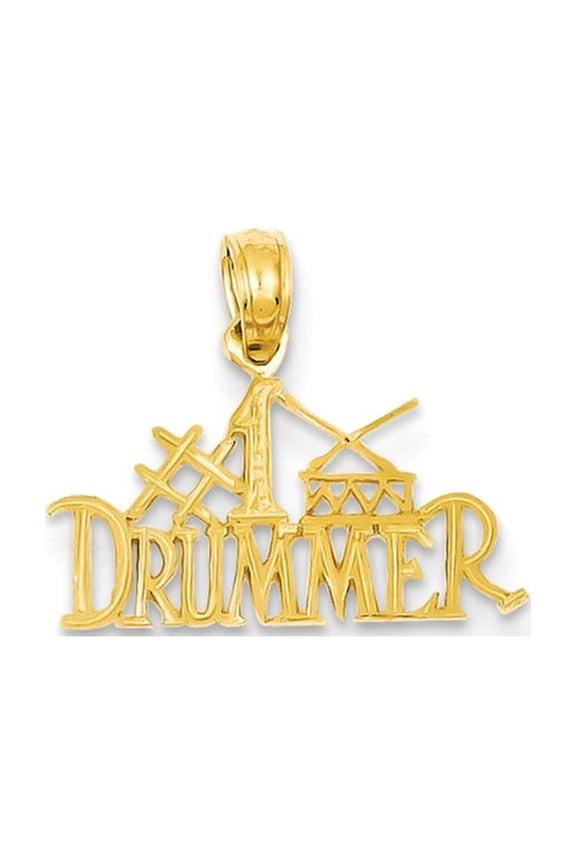 14k Yellow Gold #1 DRUMMERCharm Pendant