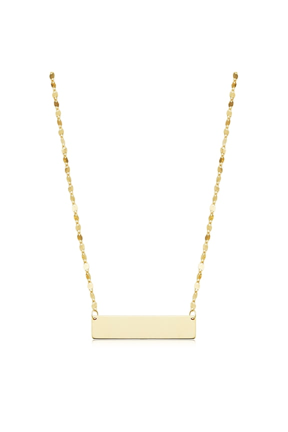 Au Naturale 14k Yellow Gold 1-Inch Bar Plate Adjustable Length Choker Necklace for Women (adjusts to 15 or 16 inch)