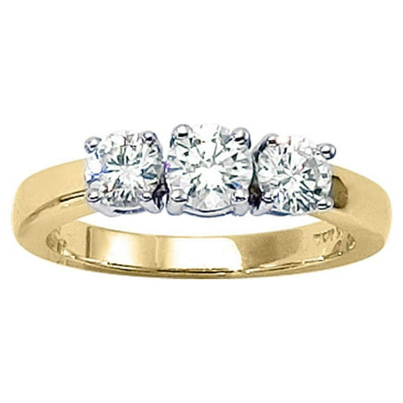 14k Yellow Gold 1 ct 3 Stone Diamond Ring