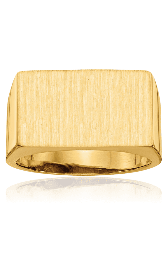 14K Solid Yellow Gold Mens Custom Engraved Signet Ring Handmade Personalized Monogram Initial Letter Band