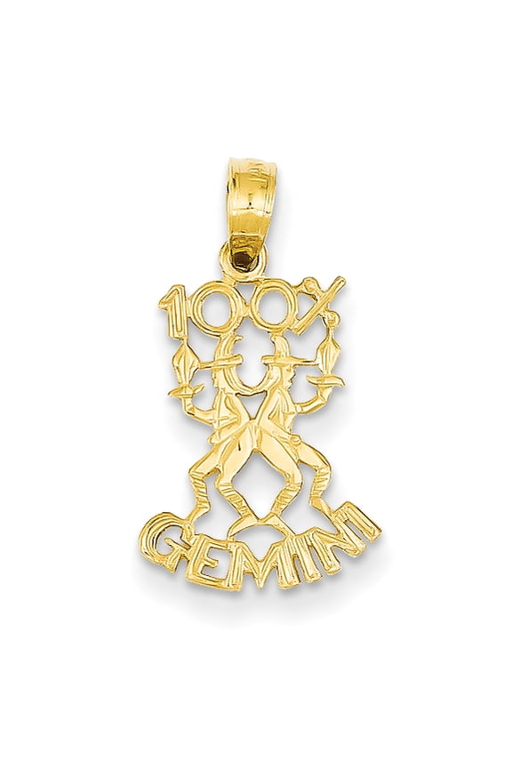 14k Yellow Gold 100% Gemini Charm Pendant