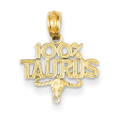 14k Yellow Gold 100% Taurus Charm Pendant