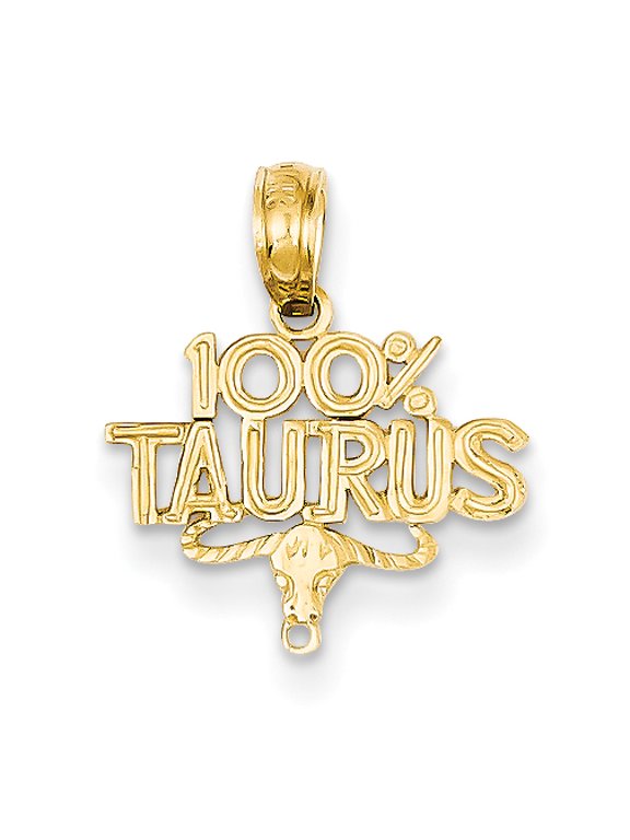14k Yellow Gold 100% Taurus Charm Pendant