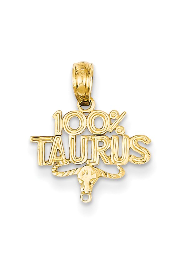 14k Yellow Gold 100% Taurus Charm Pendant