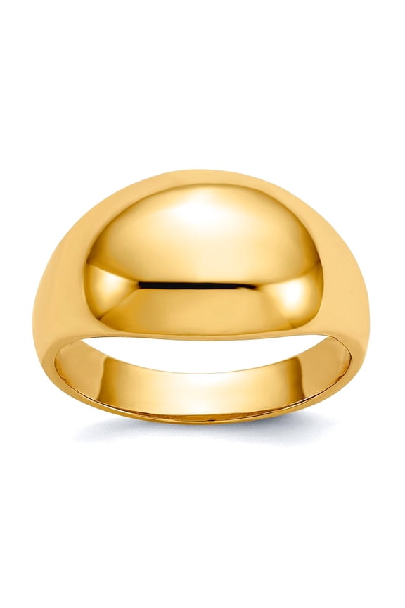 14k Yellow Gold Solid Polished 10mm Domed-top Tapered Cigar Band Ring Size 7.00 Ring for Women and Men