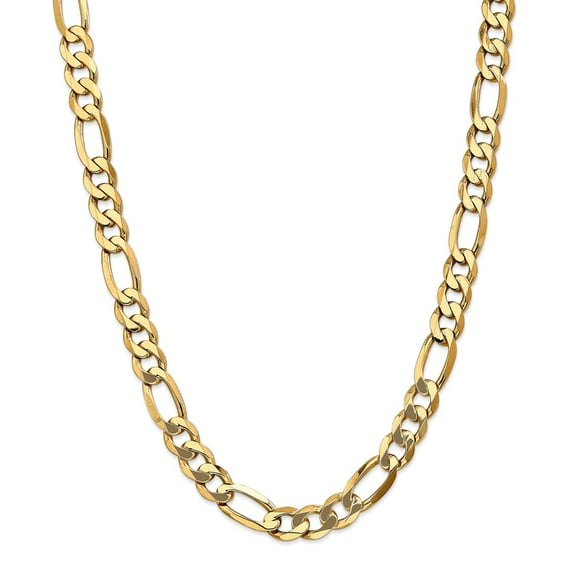 14k Yellow Gold 10mm Flat Figaro Chain