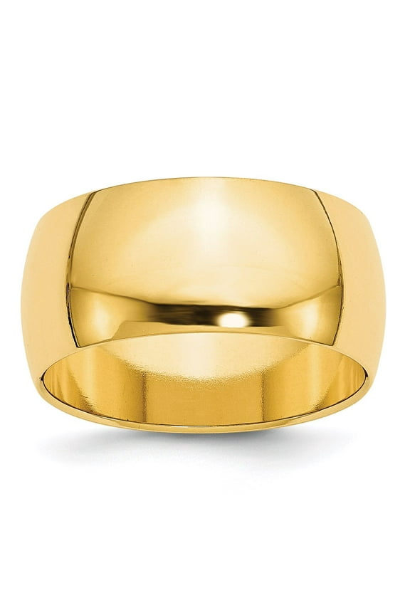 14k Yellow Gold 10mm Half-Round Wedding Band Size 10.5
