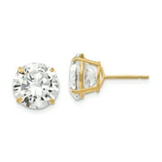 14k Yellow Gold 10mm Round Cubic Zirconia Cz Post Stud Earrings Fine Jewelry For Women Gifts For Her
