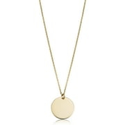 FREMADA KoolJewelry 14k Yellow Gold 10mm Round Disc Adjustable Length Necklace (adjusts to 17" or 18")