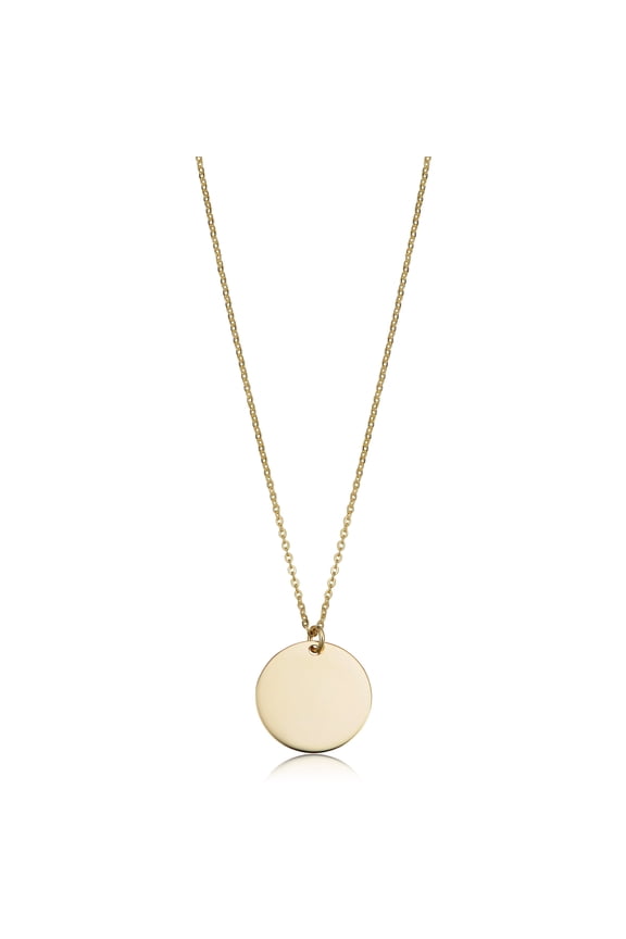 KoolJewelry 14k Yellow Gold 10mm Round Disc Adjustable Length Necklace (adjusts to 17" or 18")