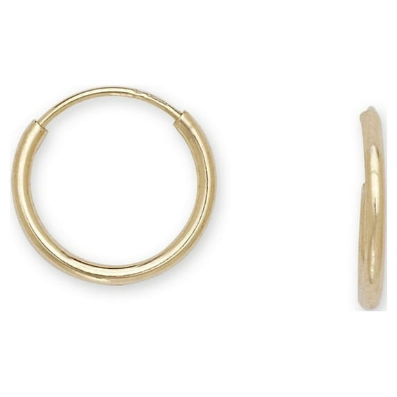 14k Yellow Gold 10mm Round Hoop Earrings