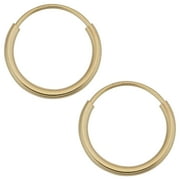 FREMADA KoolJewelry 14k Yellow Gold 10mm Round Tube Endless Hoop Earrings | Real Gold Jewelry