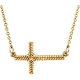 thumbnail image 1 of 14k Yellow Gold 11.3x20.15mm Rope Sideways Religious Faith Cross Necklace Pendant Necklace for Women, 1 of 2