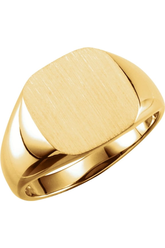 14k Yellow Gold 11mm Square Shape Signet Metal Fashion Ring Fine Jewelry For Women Gifts For Her, Size 6