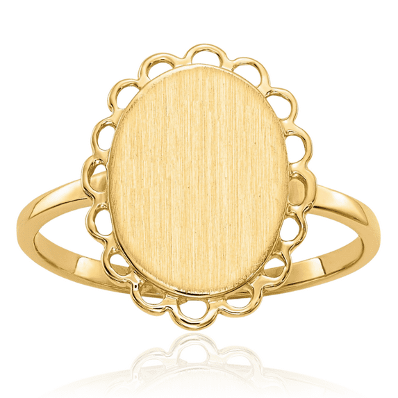 14K Solid Yellow Gold Custom Engraved Signet Ring Handmade Personalized Monogram Initial Letter Band