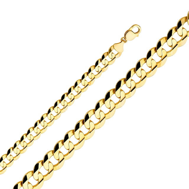 14k Yellow Gold 12.2mm Concave Cuban Solid Curb Chain Link Bracelet 8.5