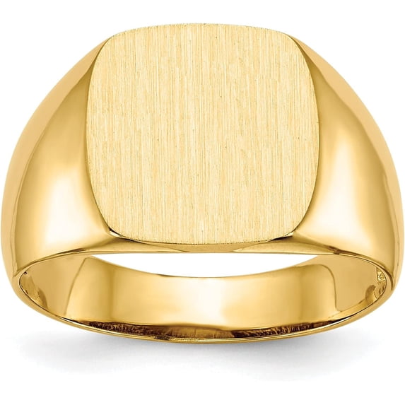 14k Yellow Gold 12.5x12.5mm Open Back Men's Signet Ring - Ring Size 9.0