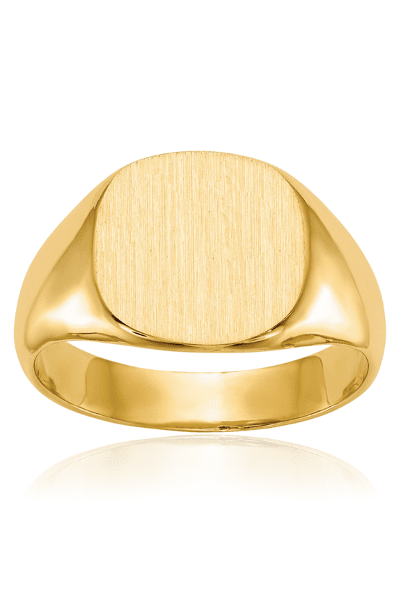 14K Solid Yellow Gold Mens Custom Engraved Signet Ring Handmade Personalized Monogram Initial Letter Band