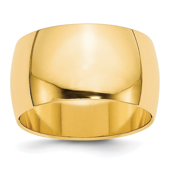 14k Yellow Gold 12mm Half Round Band Size 13.5
