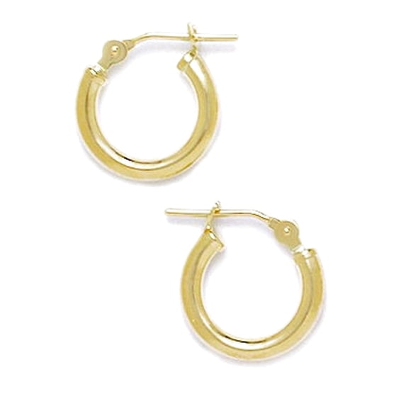 14k Yellow Gold 12mm Round Hoop Earrings Hoop Earring for Women