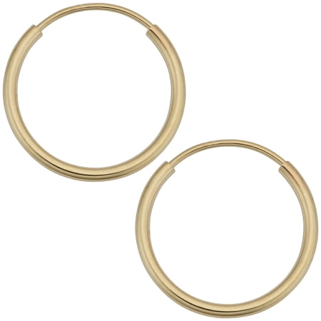 KoolJewelry 14k Yellow Gold 12mm Round Tube Endless Hoop Earrings
