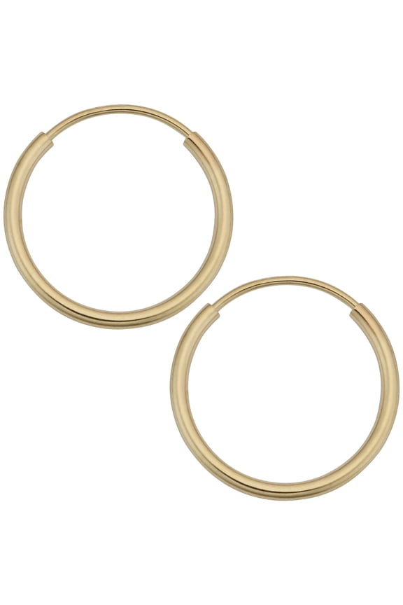 14k Yellow Gold 12mm Round Tube Endless Hoop Earrings