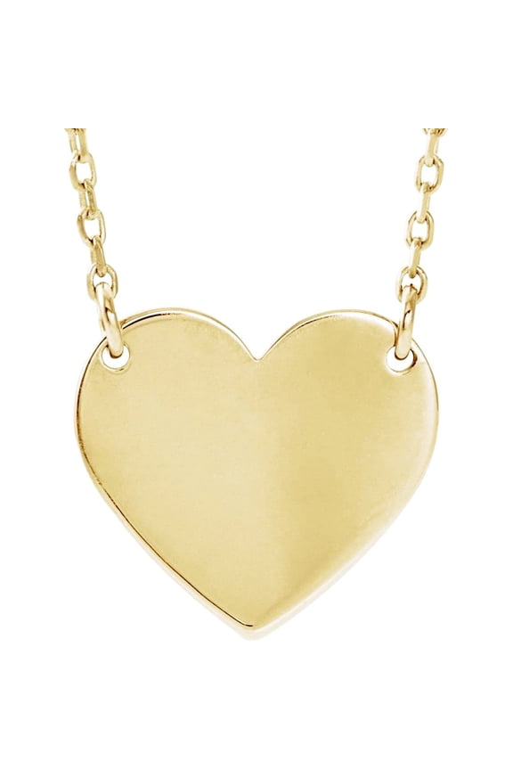 14k Yellow Gold 12x11mm Custom Engraved 16-18 Inch Polished Love Heart Shaped Engravable Necklace Pendant Necklace for W