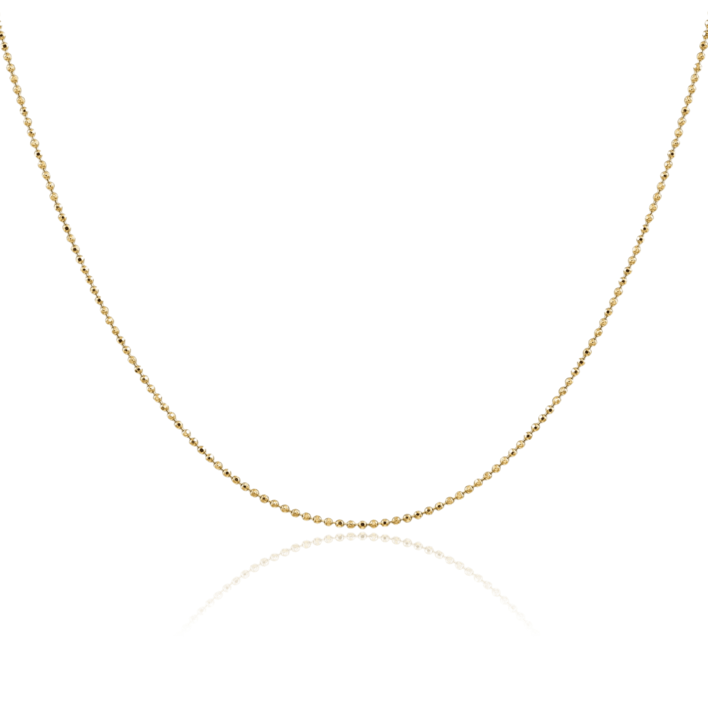 14K Solid Yellow Gold 1.2mm Beaded Ball Chain Necklace
