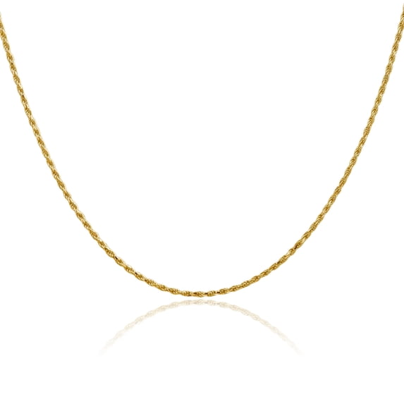 14K Solid Yellow Gold 1.5mm Rope Chain Twisted Link Necklace