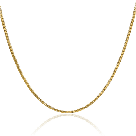 14K Solid Yellow Gold 1mm Box Link Chain Necklace