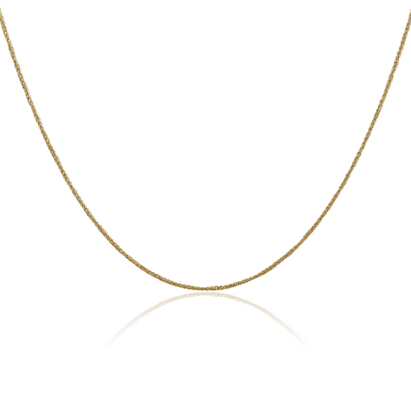 14K Solid Yellow Gold 0.7mm Rope Chain Twisted Link Necklace