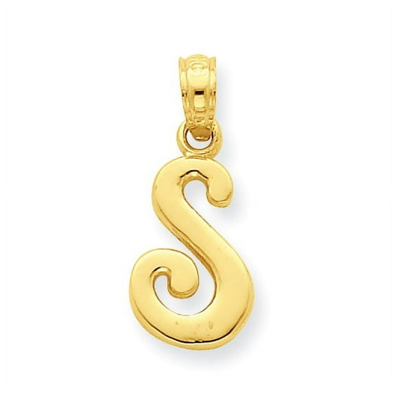 14k Yellow Gold 14KY Script Letter S Initial Pendant Charm