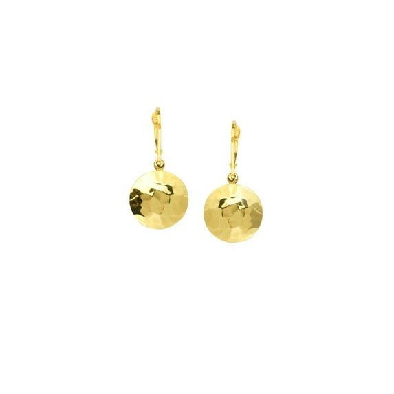 14k Yellow Gold 14m Hammered Disc With Ever Back - 1.9 Grams