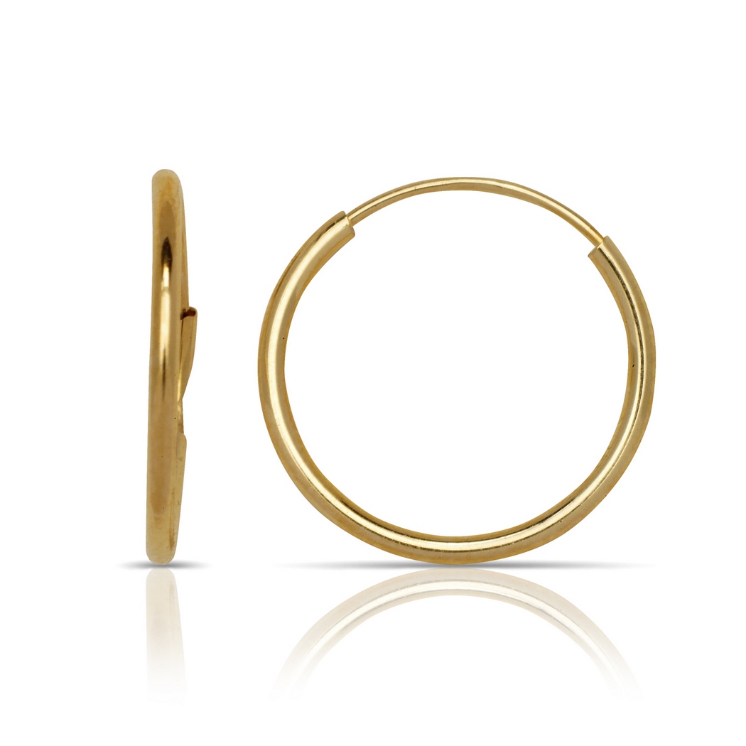 14k White Gold Slim Oval Shape Hoop Earrings