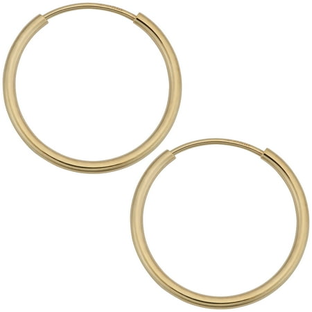 KoolJewelry 14k Yellow Gold 14mm Round Tube Endless Hoop Earrings