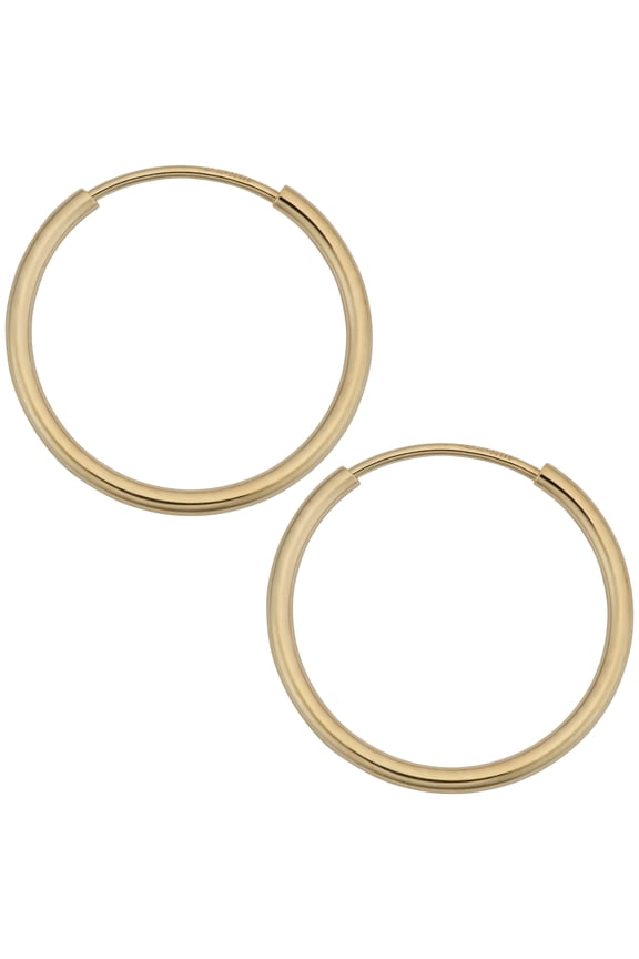 KoolJewelry 14k Yellow Gold 14mm Round Tube Endless Hoop Earrings